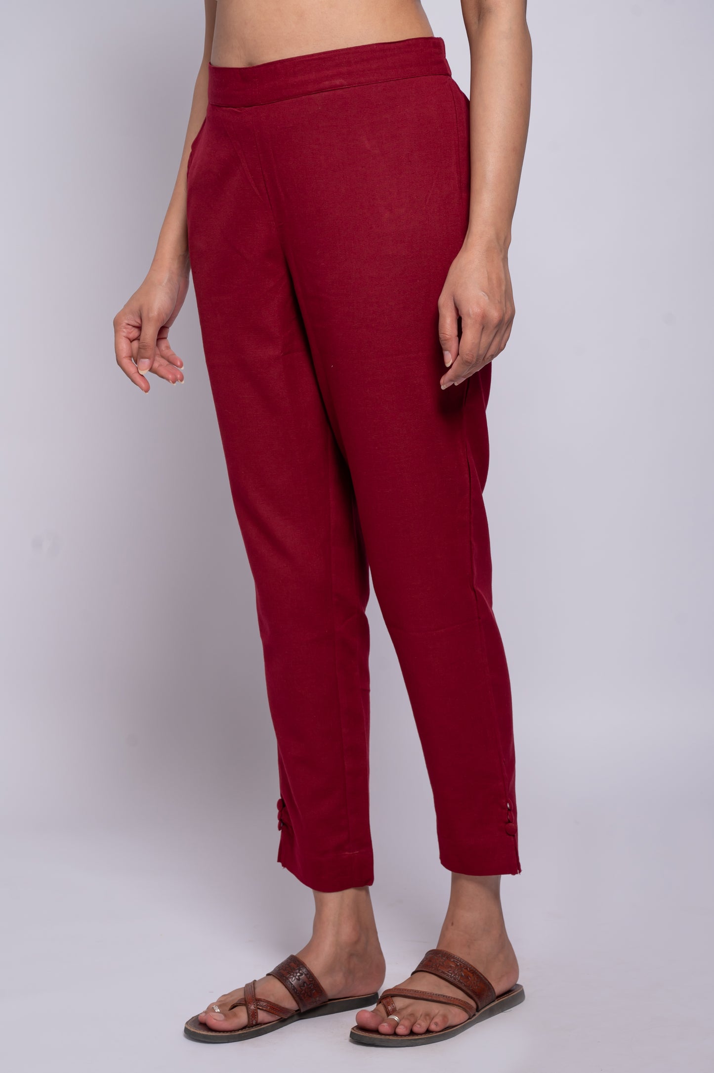 Cotton Flex Button Straight Pant