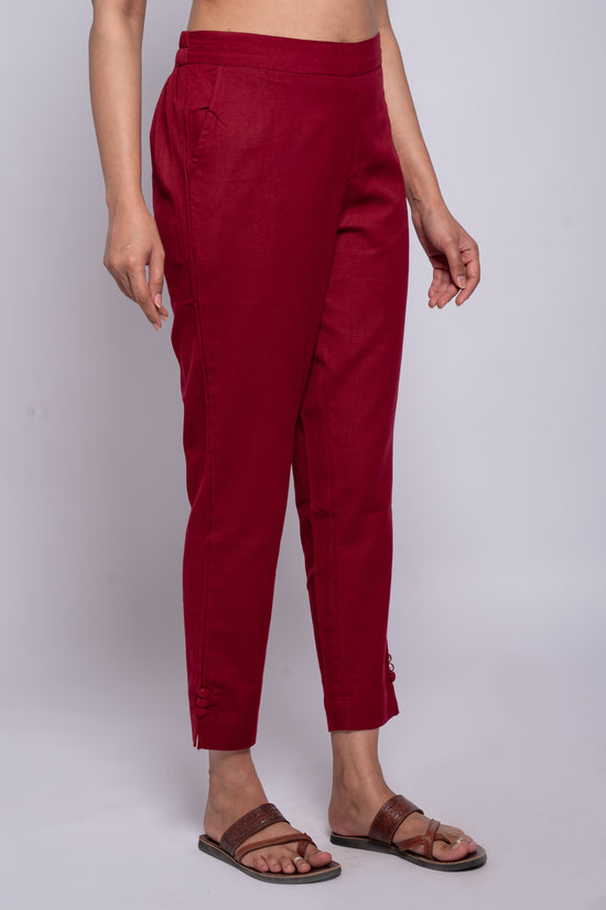 Cotton Flex Button Straight Pant