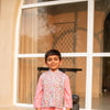 Baby Pink Kurta with Sky Blue Floral Jacket