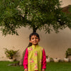 Majenta Pink Kurta with Green Floral Jacket