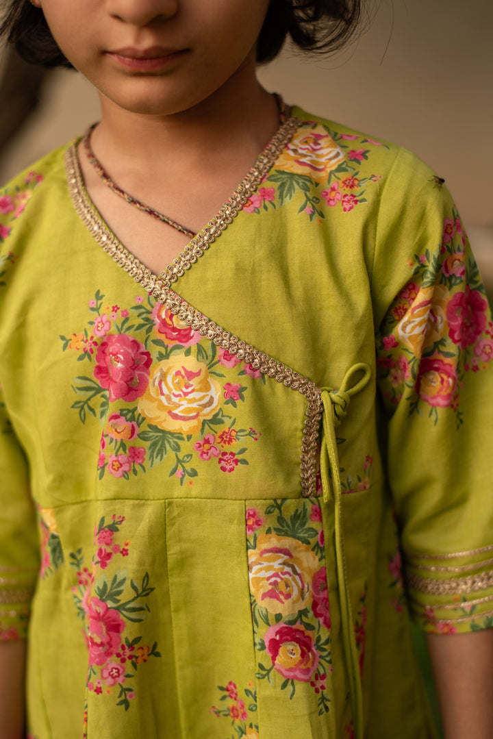 Mehndi Green Kurta with Majenta Pink Salwar and Dupatta