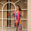 Multicolored Muslin Collar With V-Neck Co-Ord Set For Women's