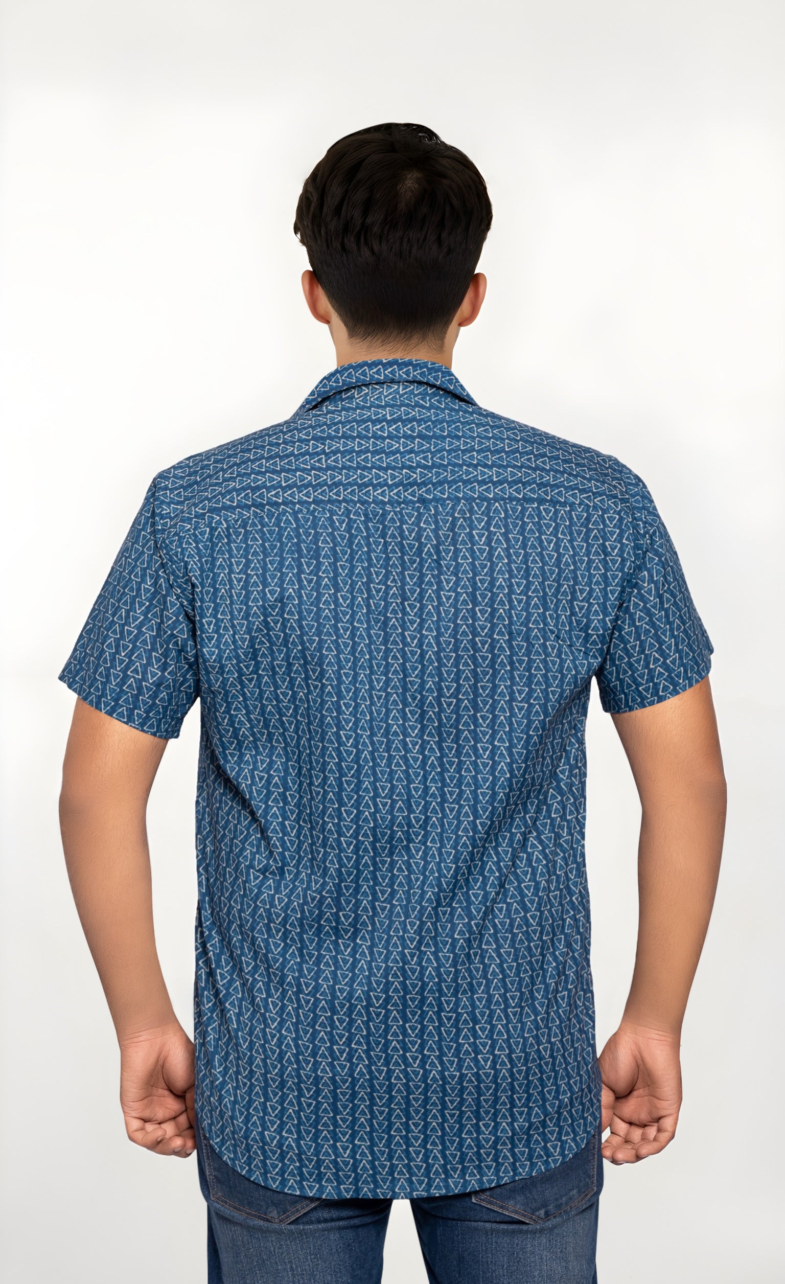 Indigo Men's Shirt with Shell Buttons