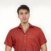 Maroon Men's Shirt with Lotus Print