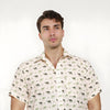 Off White Men's Shirt with Camel Print