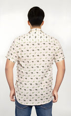 Off White Men's Shirt with Camel Print