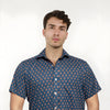 Indigo Men's Shirt with Lotus Print