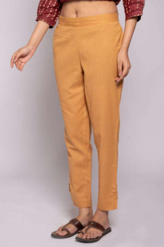 Cotton Flex Button Straight Pant