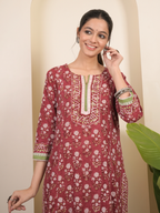 Berry Pink Cotton Kurta Dupatta Set (Pant Not Included)