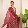Berry Pink Cotton Kurta Dupatta Set (Pant Not Included)
