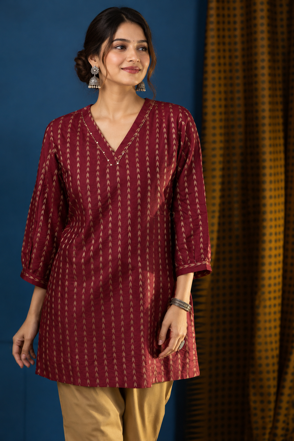 Maroon Short Kurta