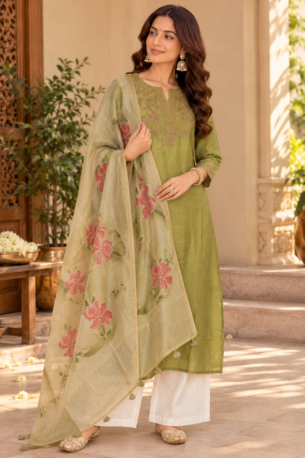 Green kurta Dupatta