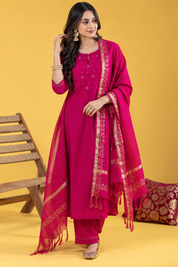 Falsa Chanderi Kurta Dupatta Set
