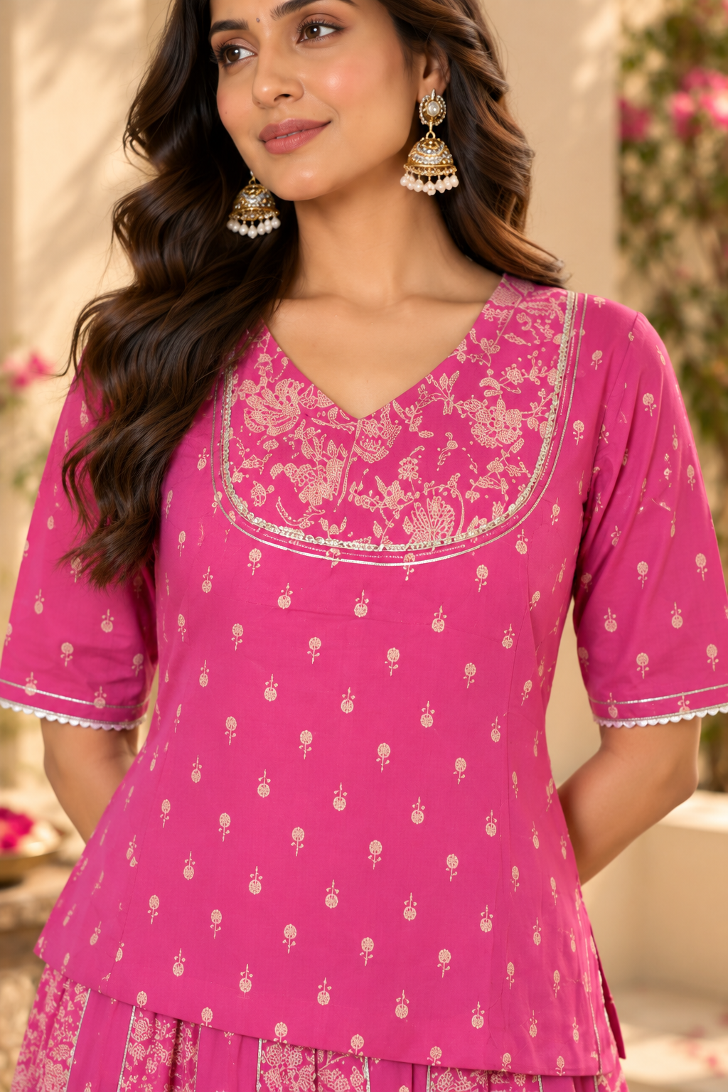 Pink Cotton Complete Suit Set