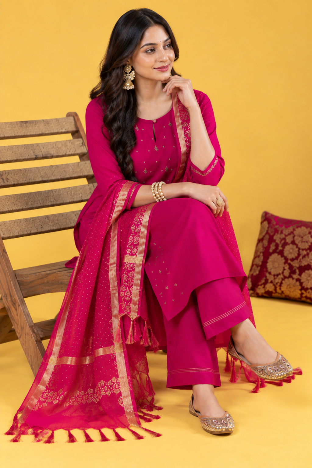 Falsa Chanderi Kurta Dupatta Set