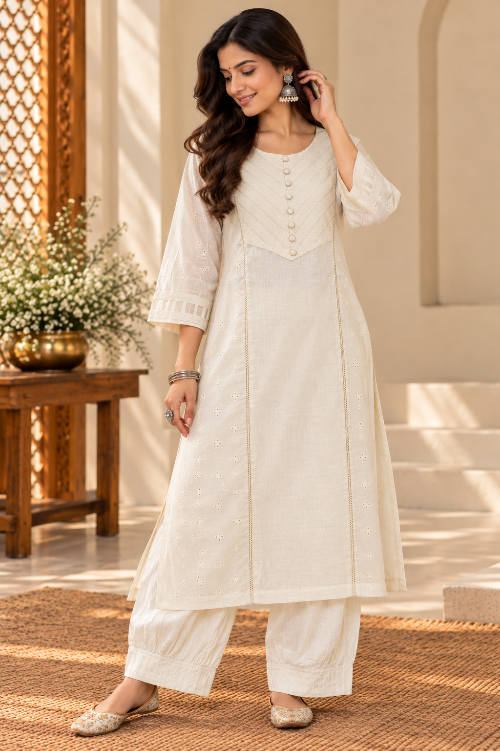 White Kurta Pant Set