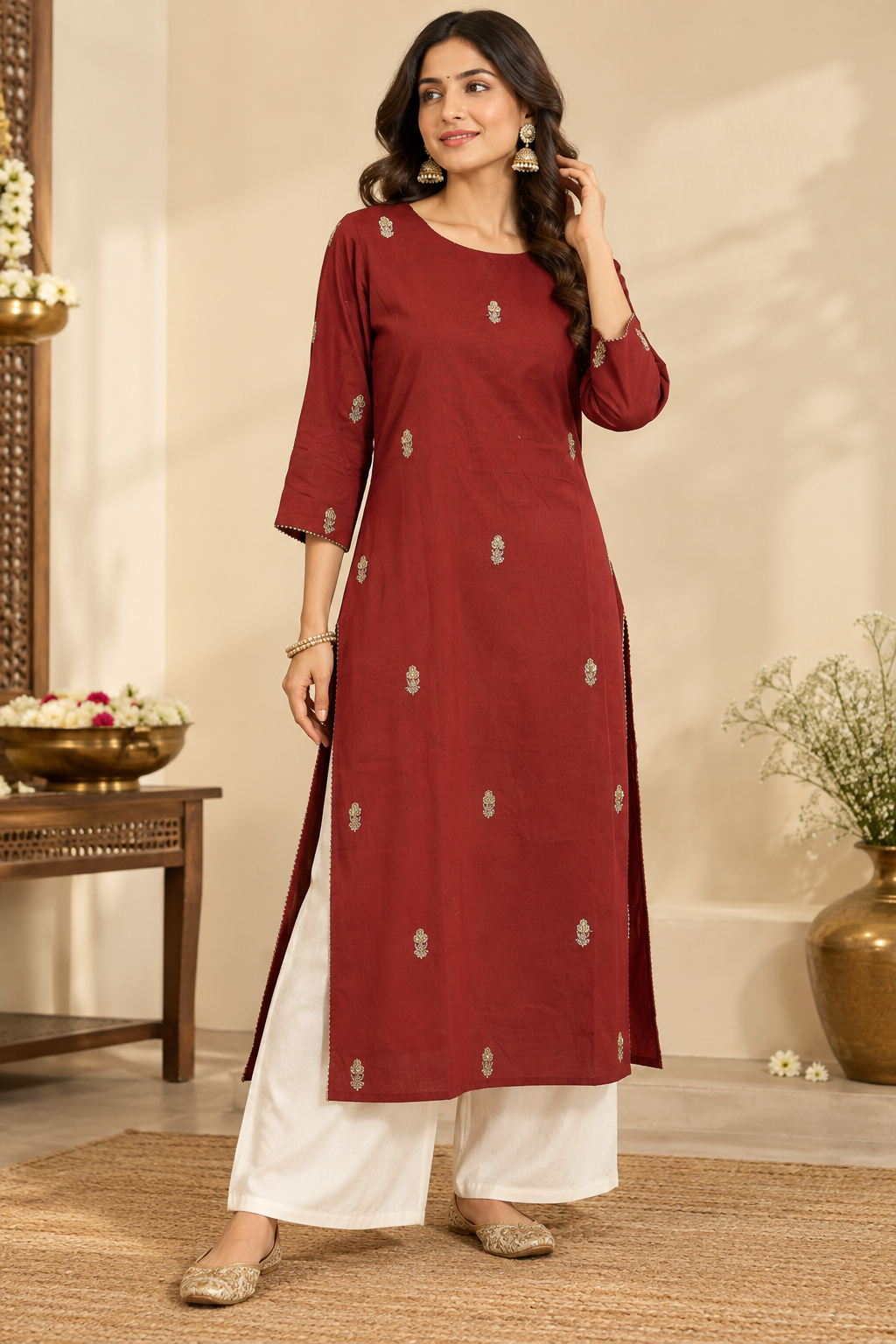 Maroon Kurta