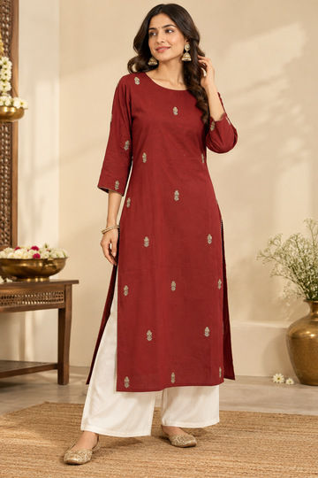 Maroon Kurta
