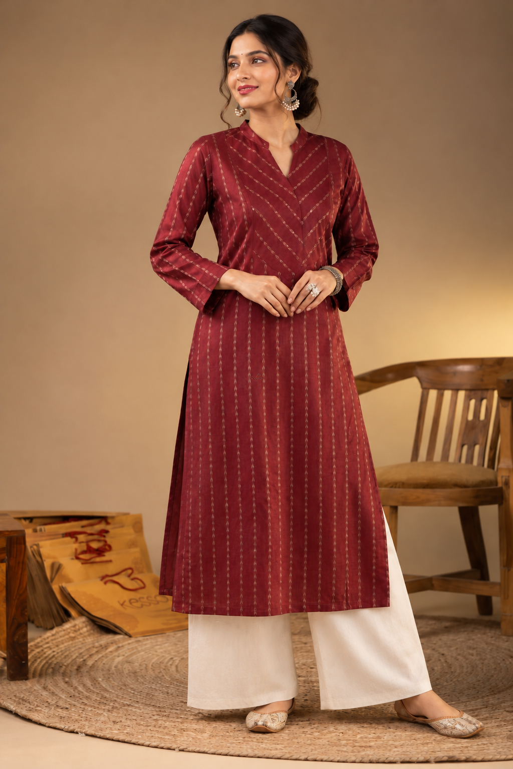 Maroon Kurta