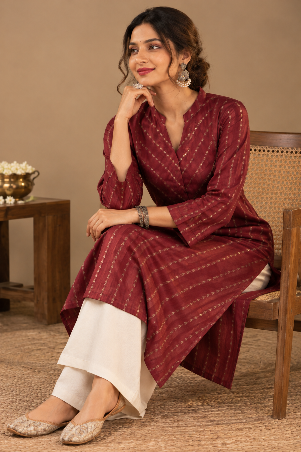 Maroon Kurta