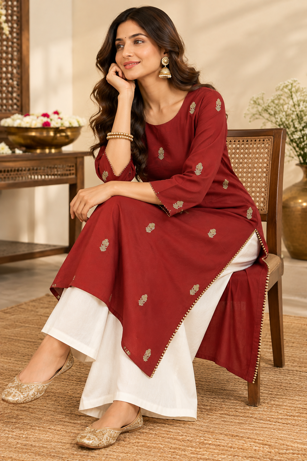 Maroon Kurta