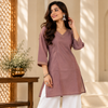 Wine Chanderi Short Kurti