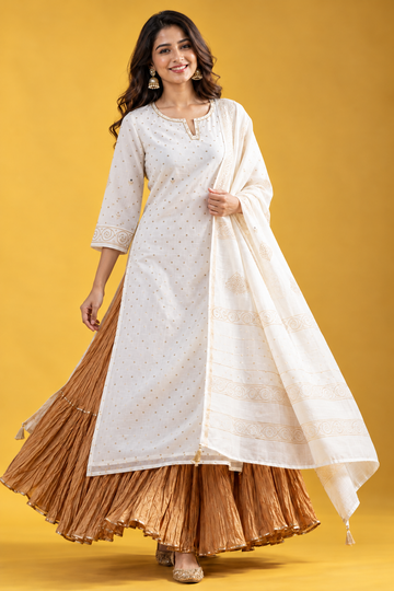 White Kurta Dupatta Set
