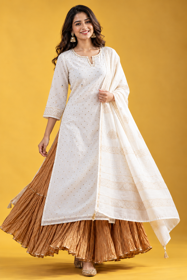 White Kurta Dupatta Set