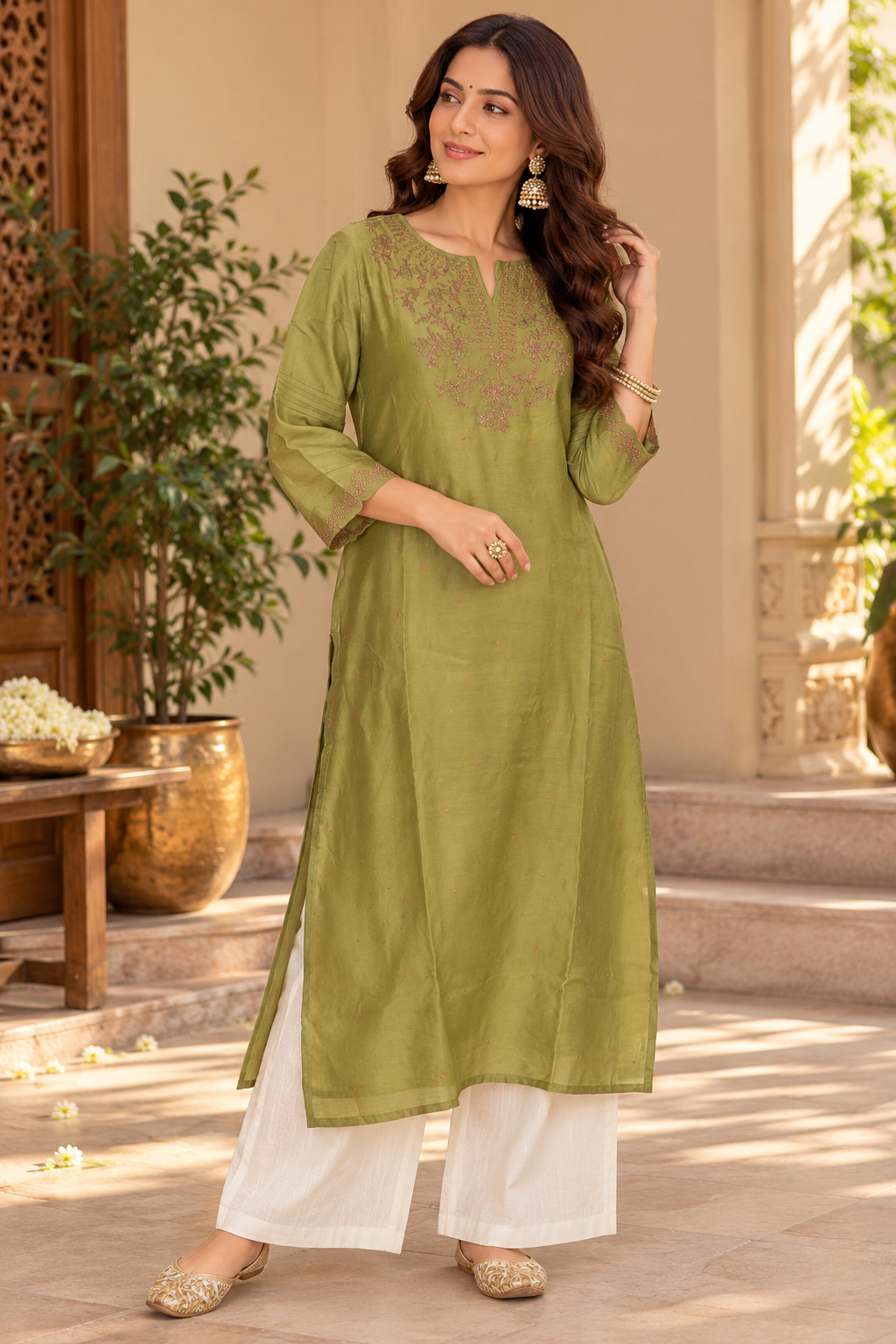 Green kurta Dupatta