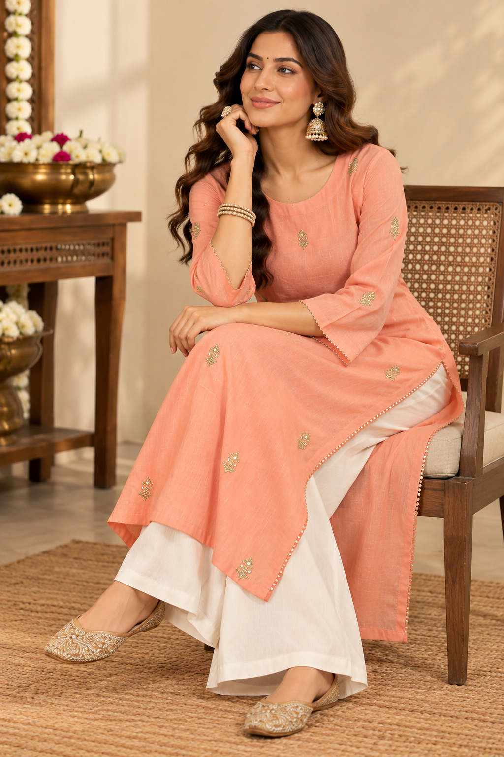 Peach Kurta