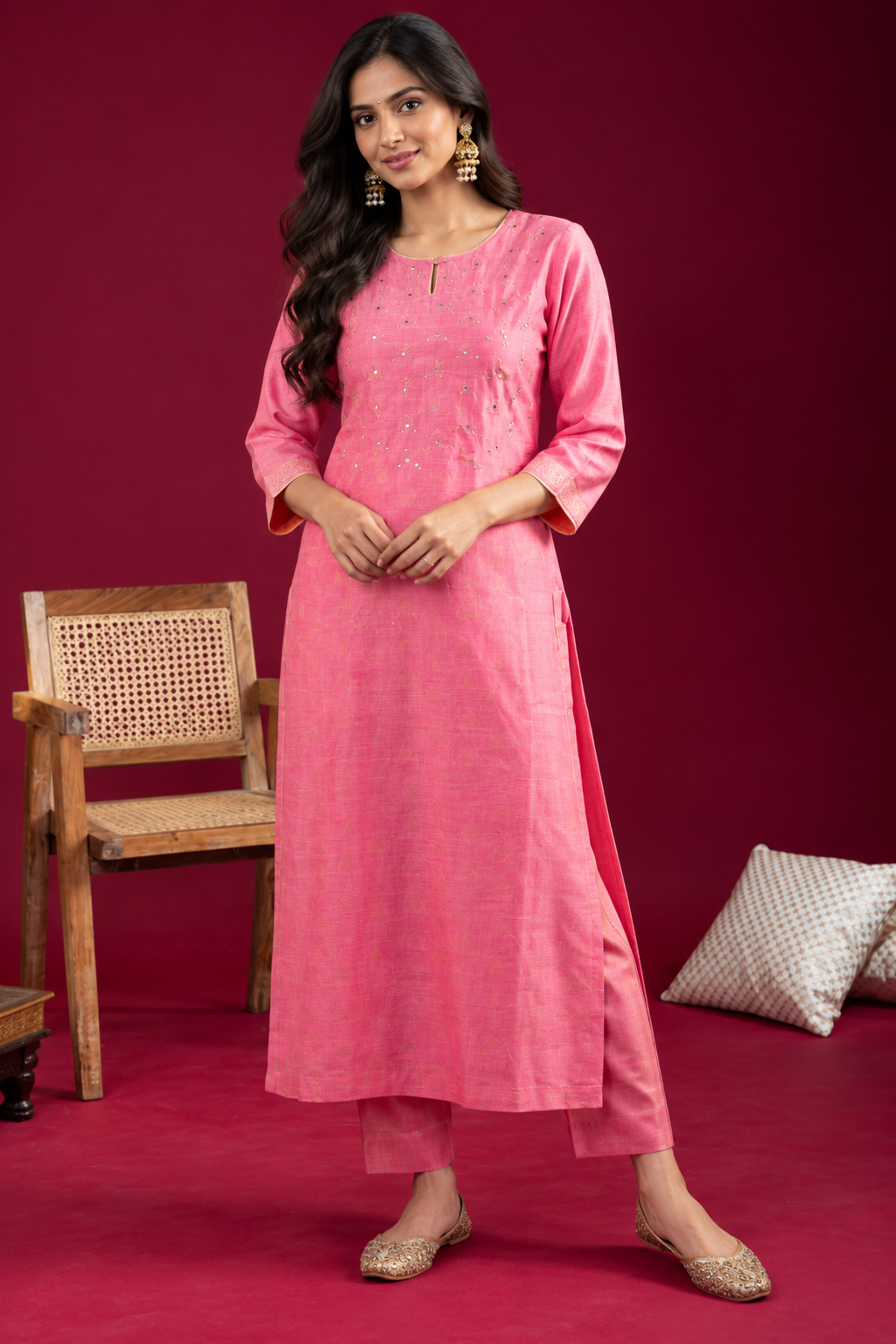 Pink Chanderi Kurta