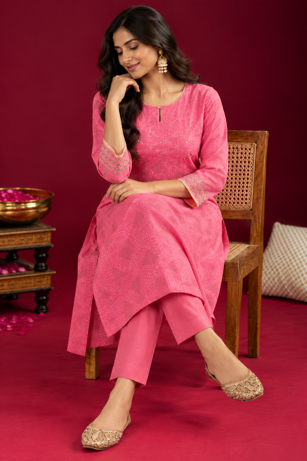 Pink Chanderi Kurta