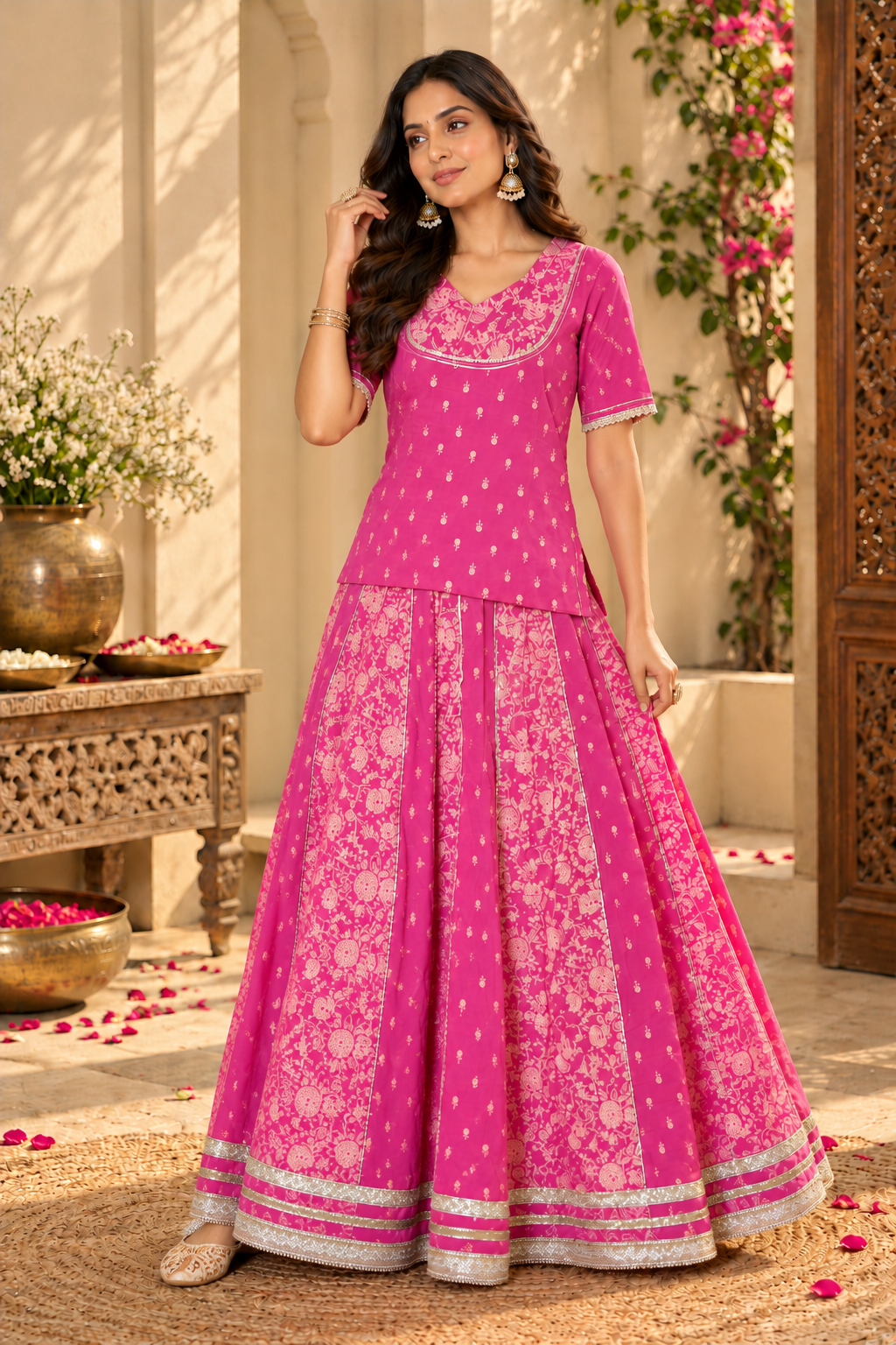 Pink Cotton Complete Suit Set