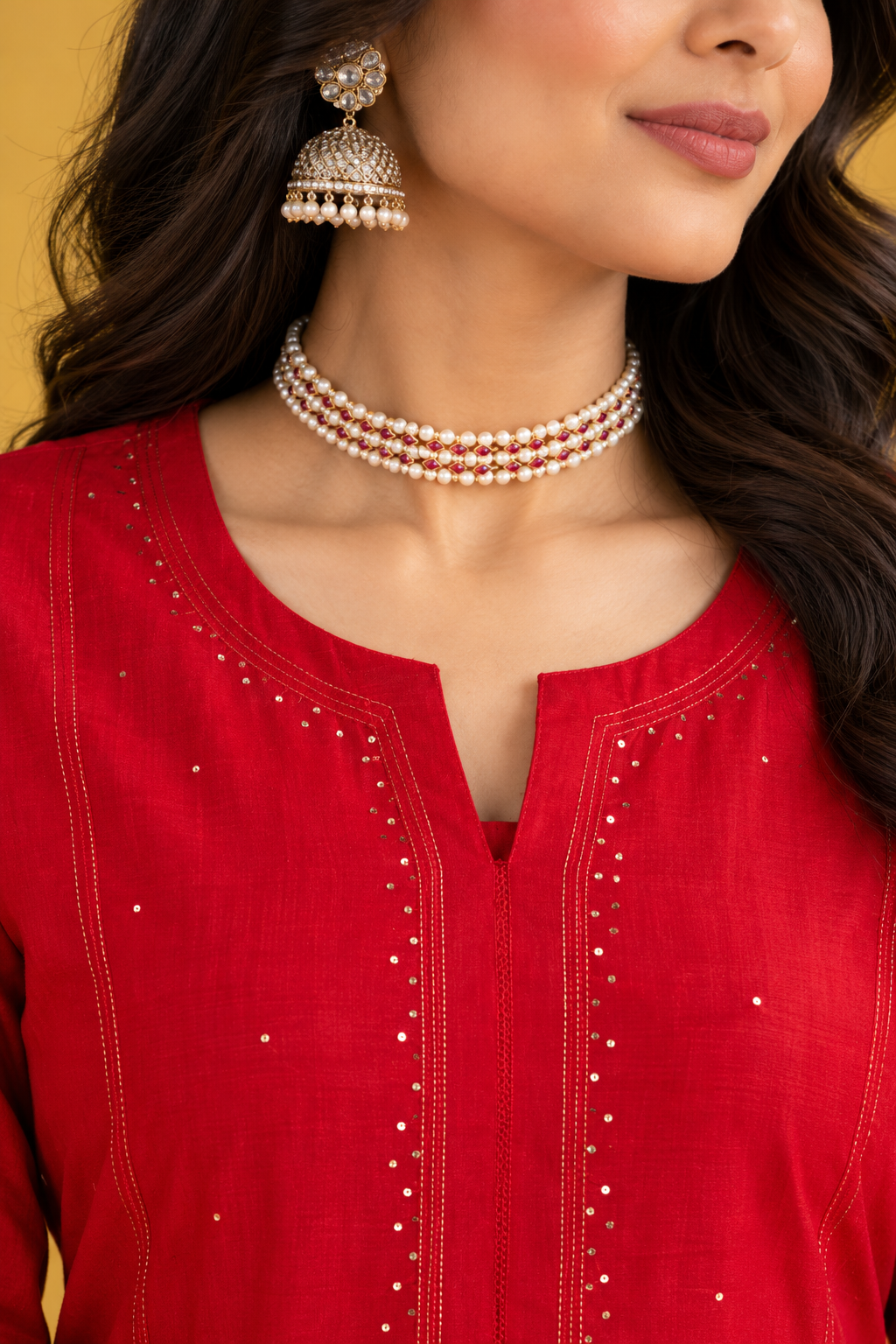 Red Chanderi kurta