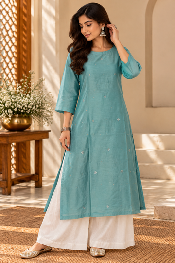 Teal Blue Kurta