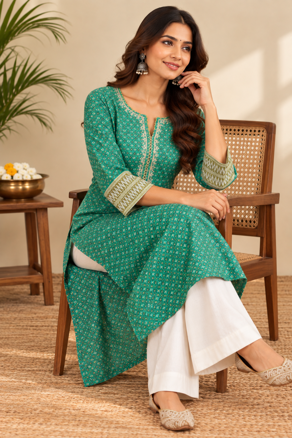 Jungle Green Chanderi Kurta Dupatta Set