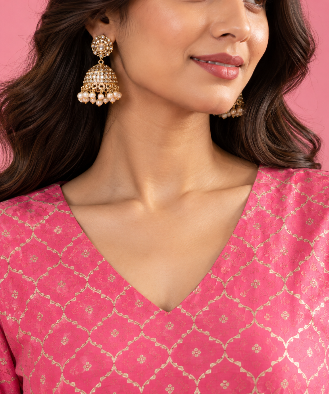 Pink Chanderi kurta