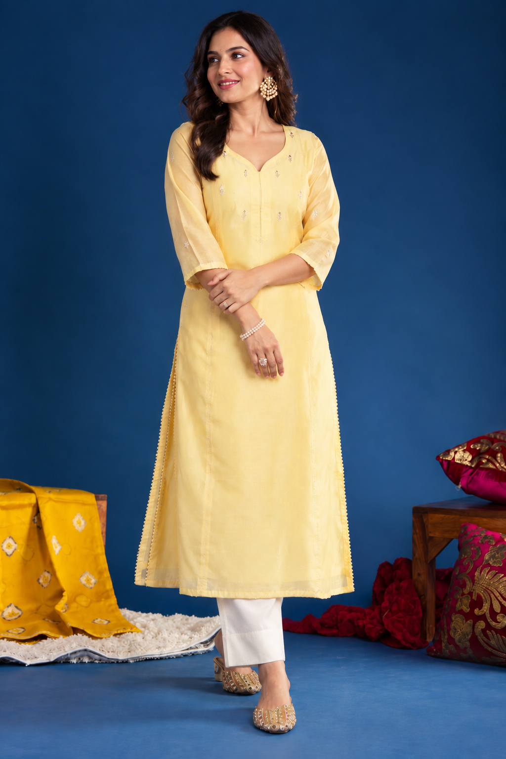 Yellow Chanderi Kurta