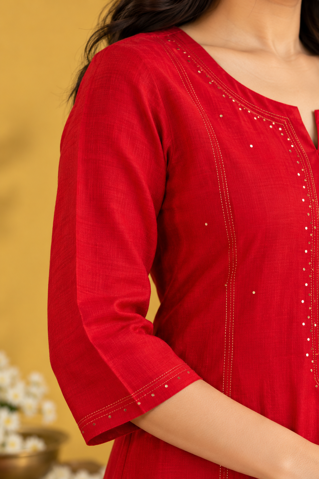 Red Chanderi kurta