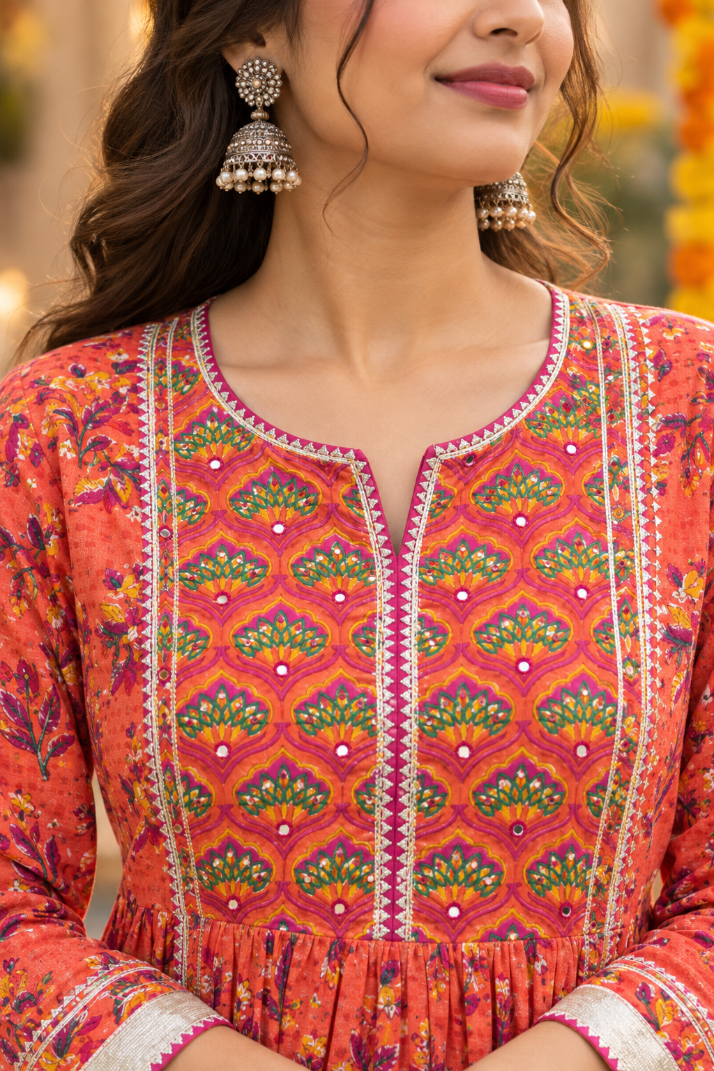 Orange Kurta Dupatta Set