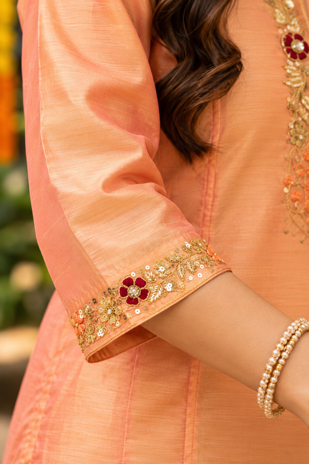 Orange Chanderi Kurta