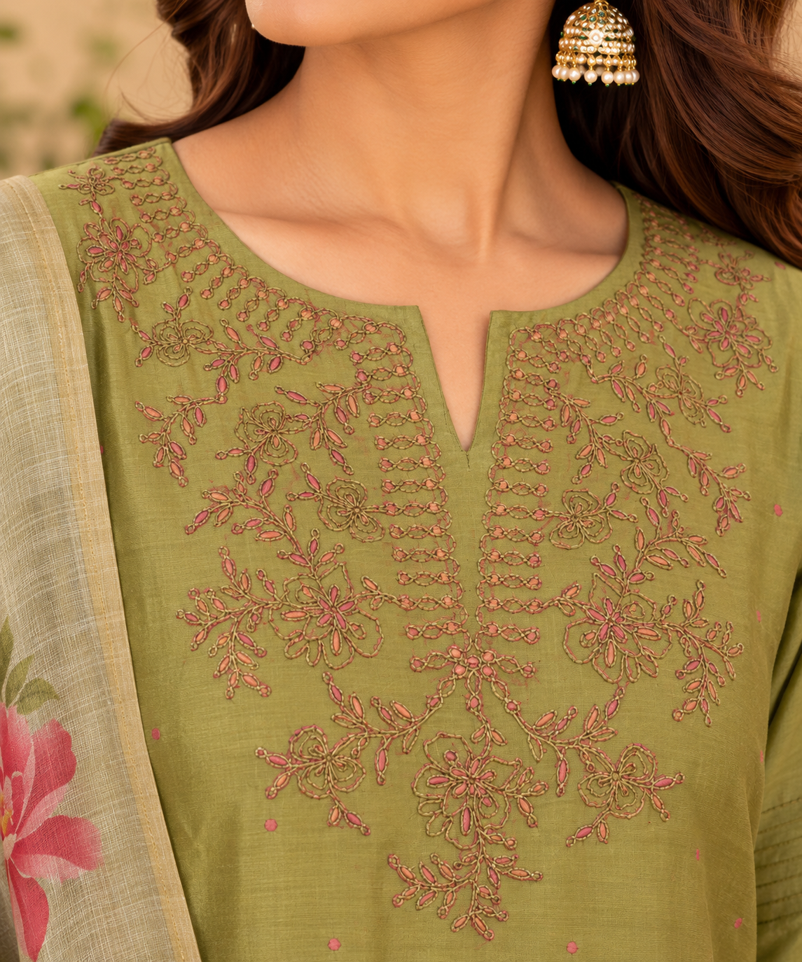 Green kurta Dupatta