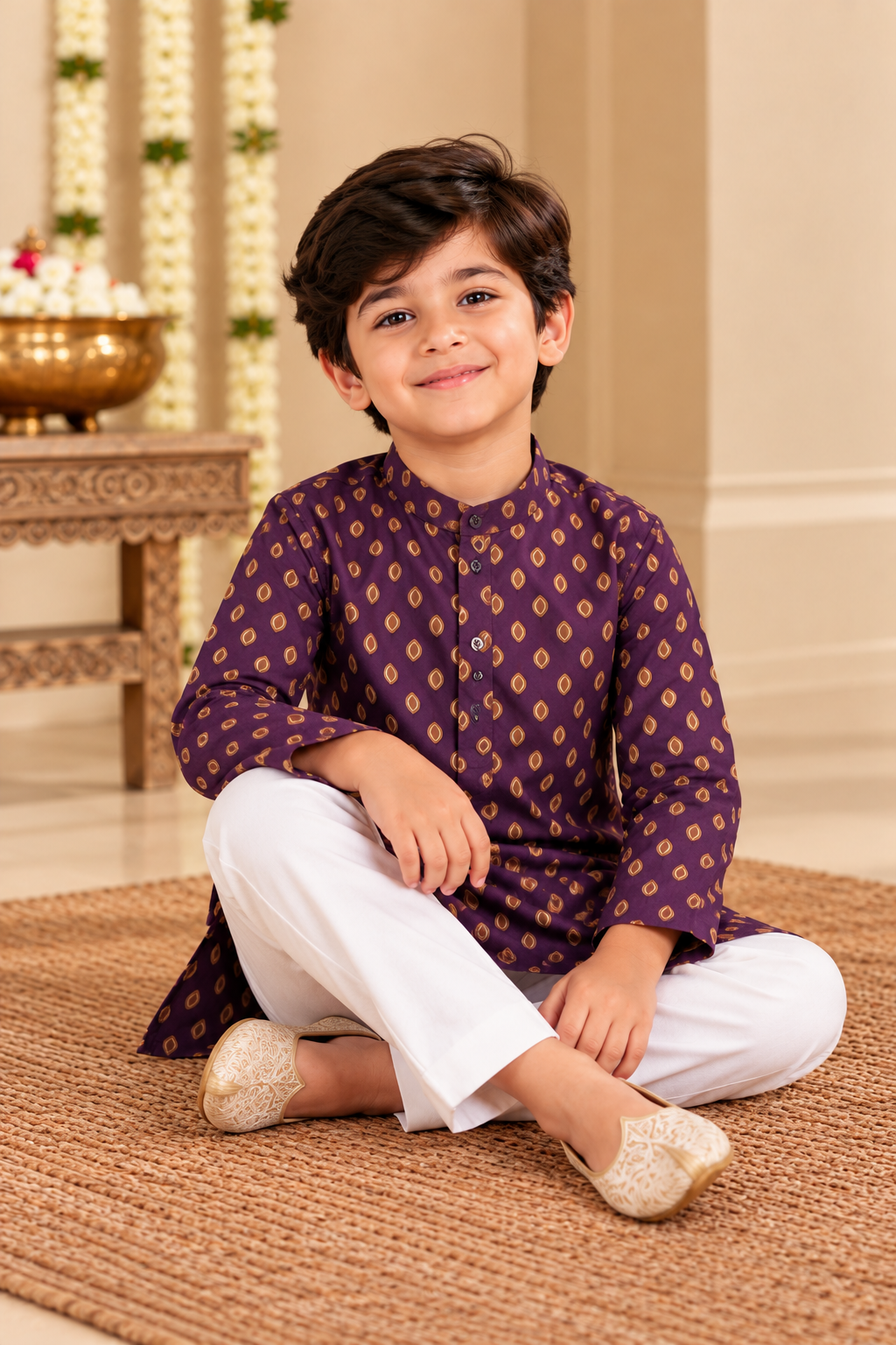 Purple Kids Boy Kurta