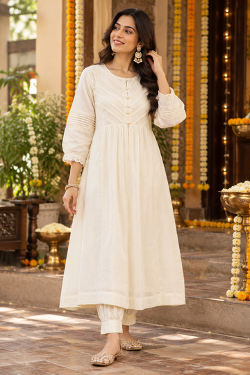White Cotton Kurta Pant