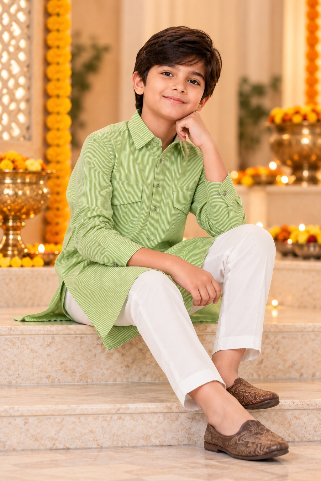 Mint Green Kids Boys Kurta