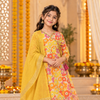 Yellow Cotton Kids Girls Kurta pant Set