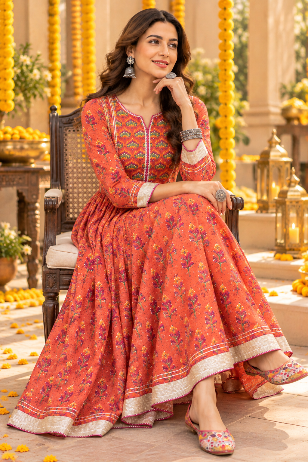 Orange Kurta Dupatta Set