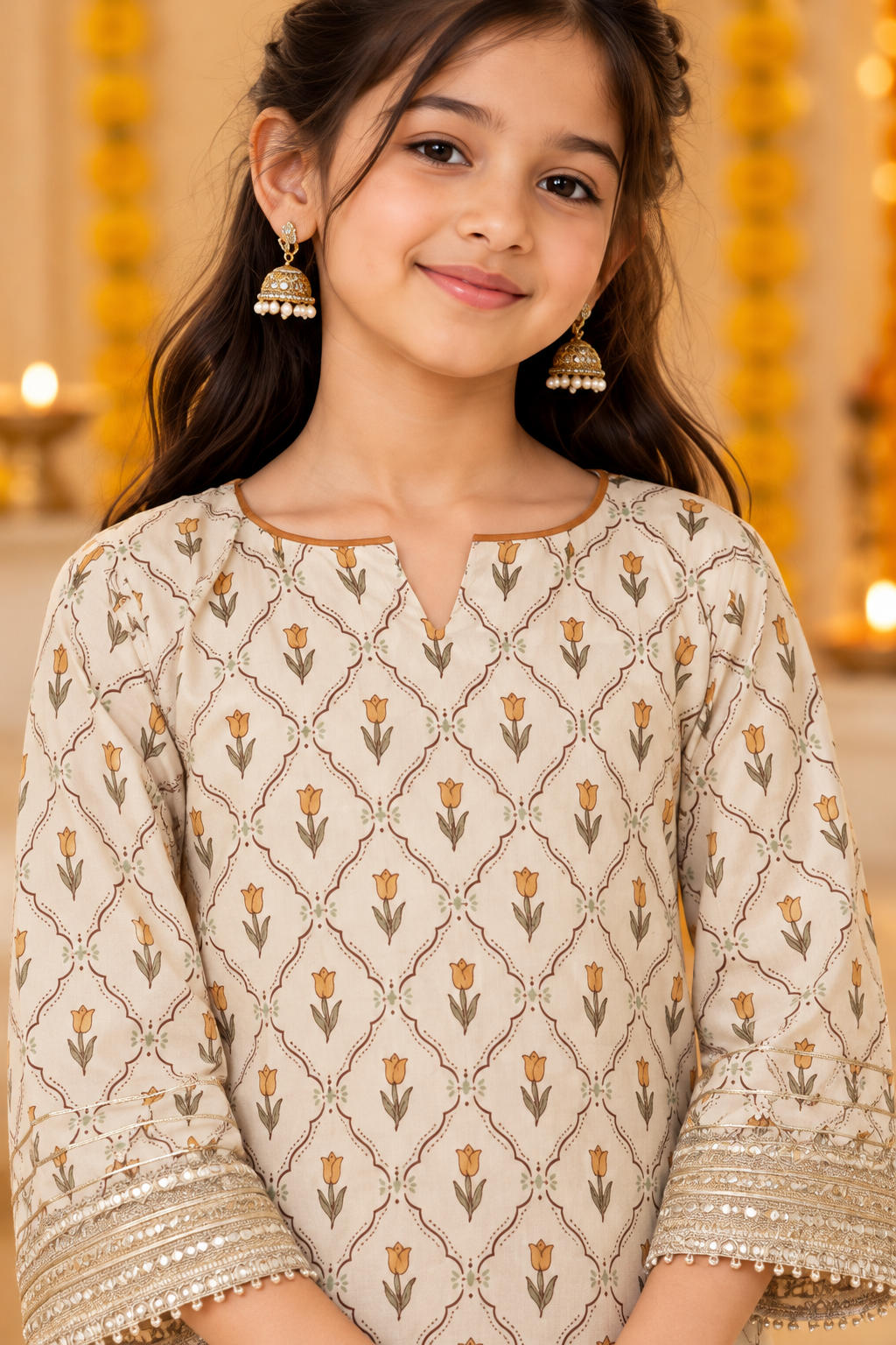Off White Kids Girls Kurta sharara Set
