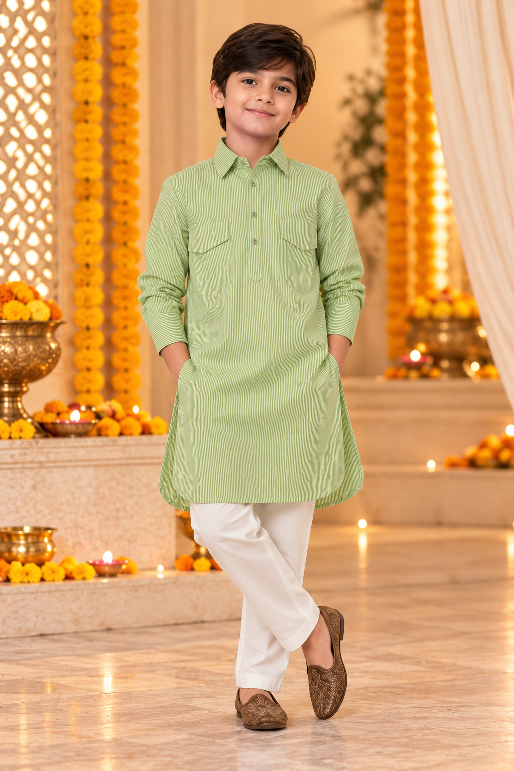 Mint Green Kids Boys Kurta