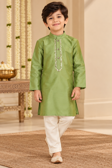 Green Kids Boy Kurta